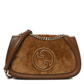 Gucci Suede Calfskin Blondie Medium Shoulder Bag Light Brown