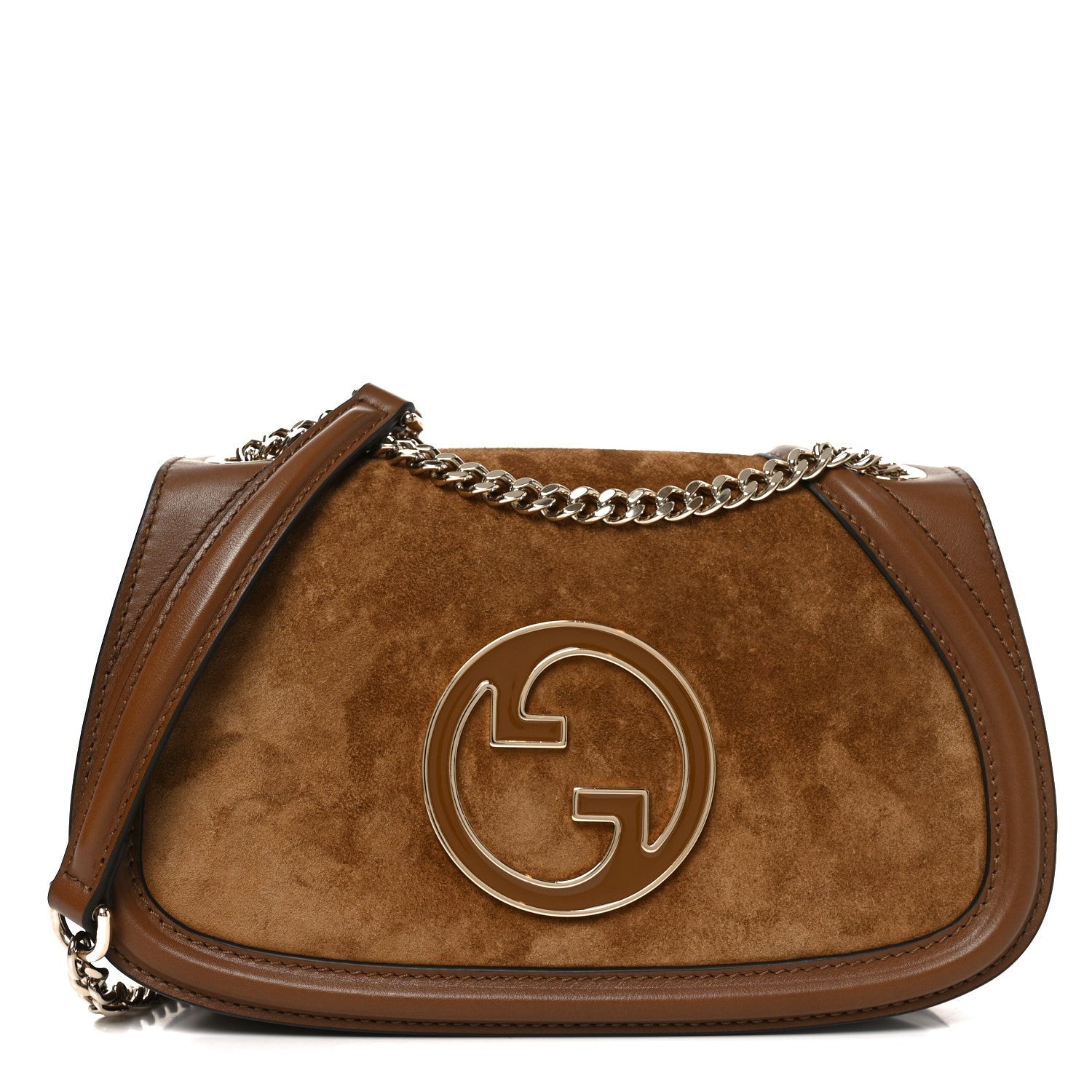 Gucci Suede Calfskin Blondie Medium Shoulder Bag Light Brown