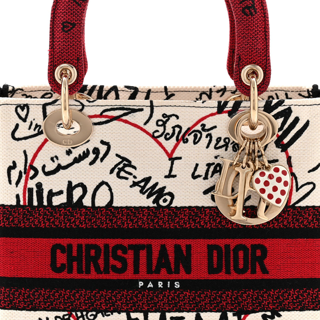 Christian Dior Canvas Medium DiorAmour Graffiti Lady D-Lite Latte