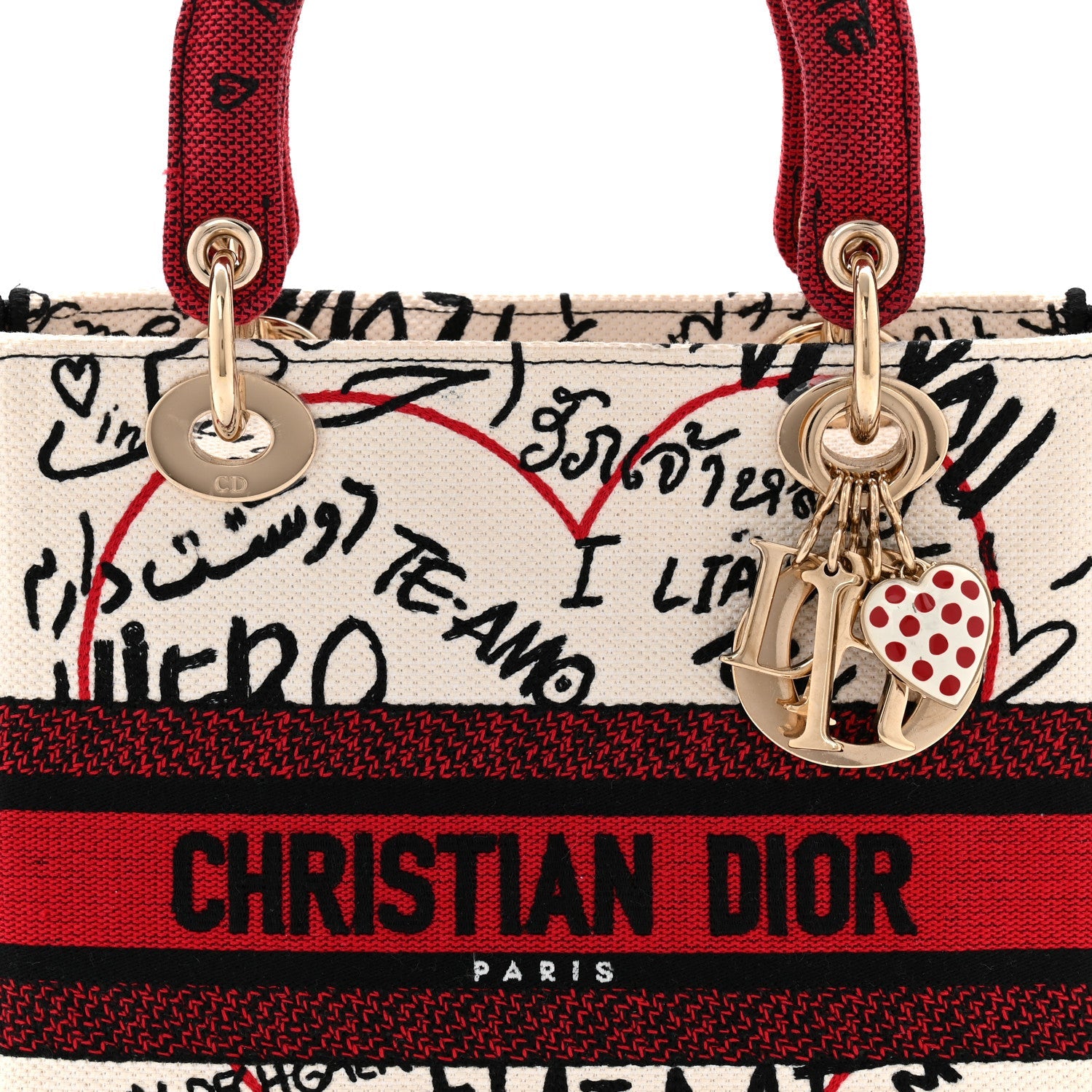 Christian Dior Canvas Medium DiorAmour Graffiti Lady D-Lite Latte