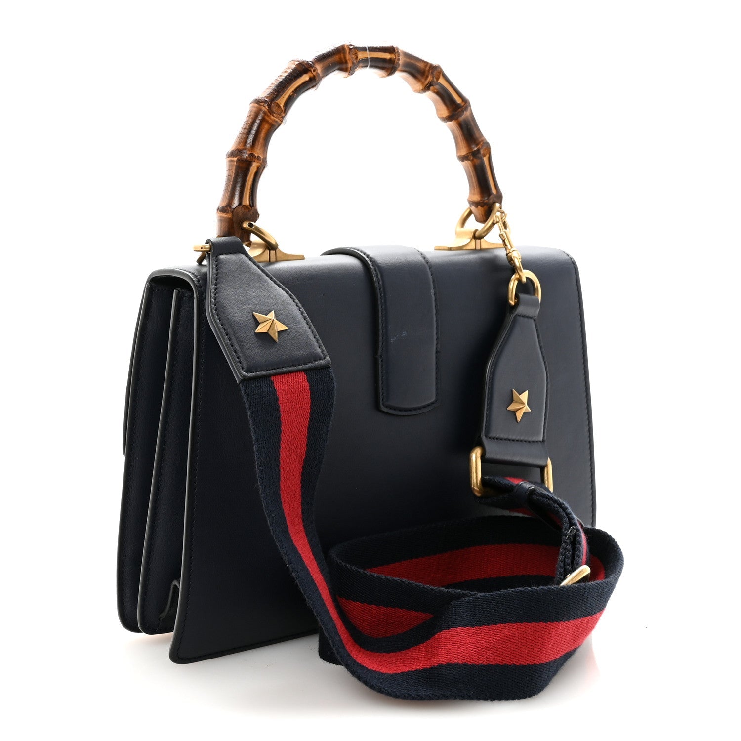Gucci Moon Calfskin Bamboo Web Medium Dionysus Top Handle Bag Blue Emerald Hibiscus Red