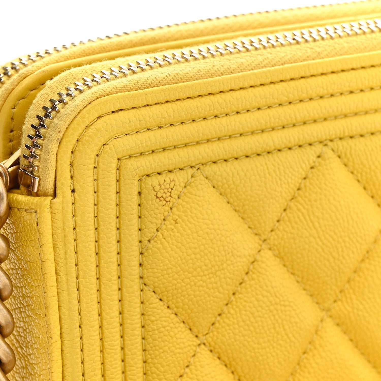 Chanel Caviar Quilted Small Boy Clutch With Chain Yellow