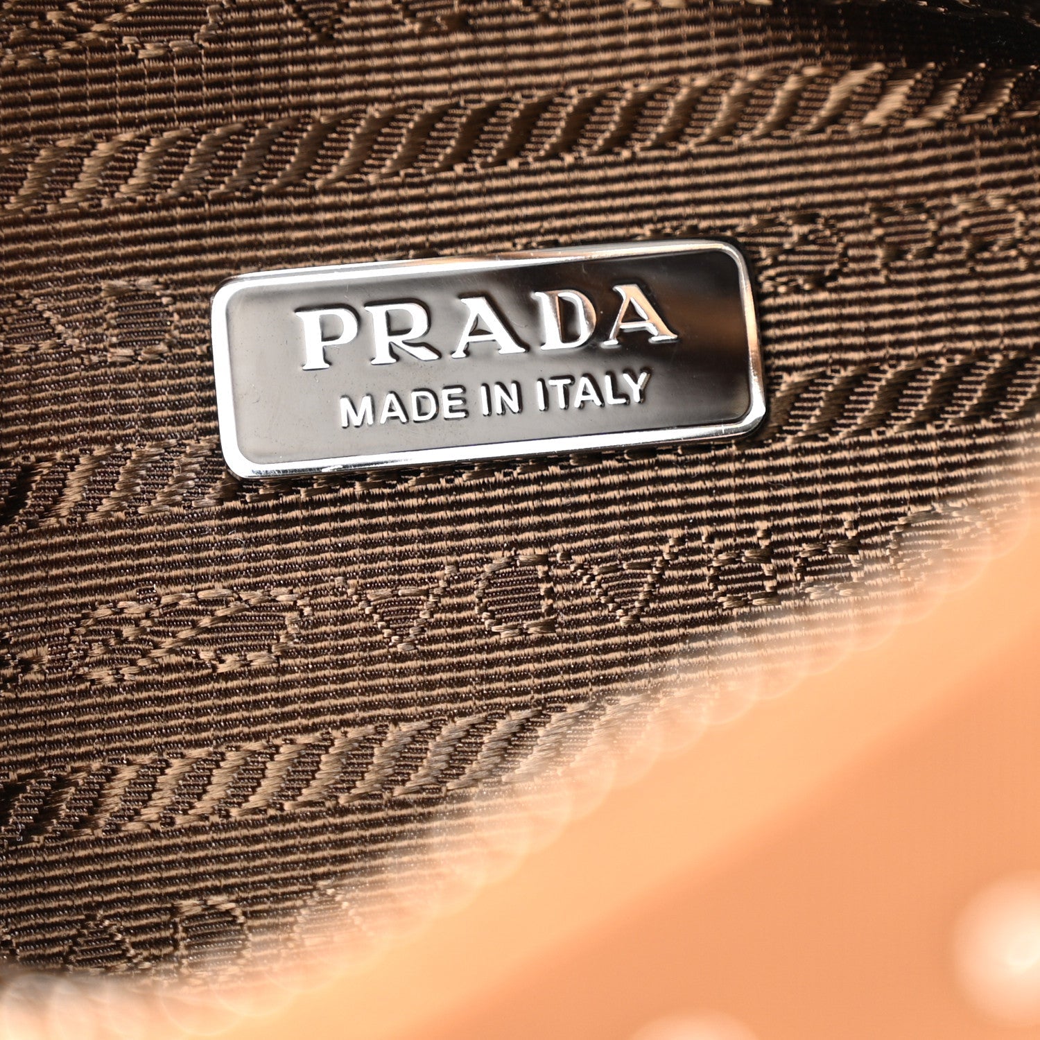 Prada Tessuto Nylon Studded Mini Re-Edition Bag Brandy