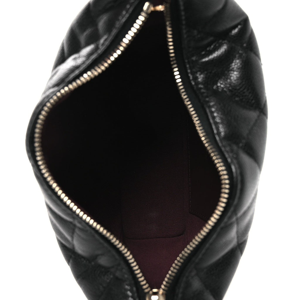 Chanel Caviar Quilted Hobo Clutch With Chain Black
