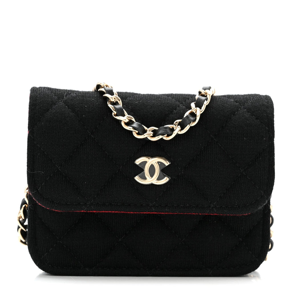 Chanel Jersey Quilted Micro Mini Flap Black
