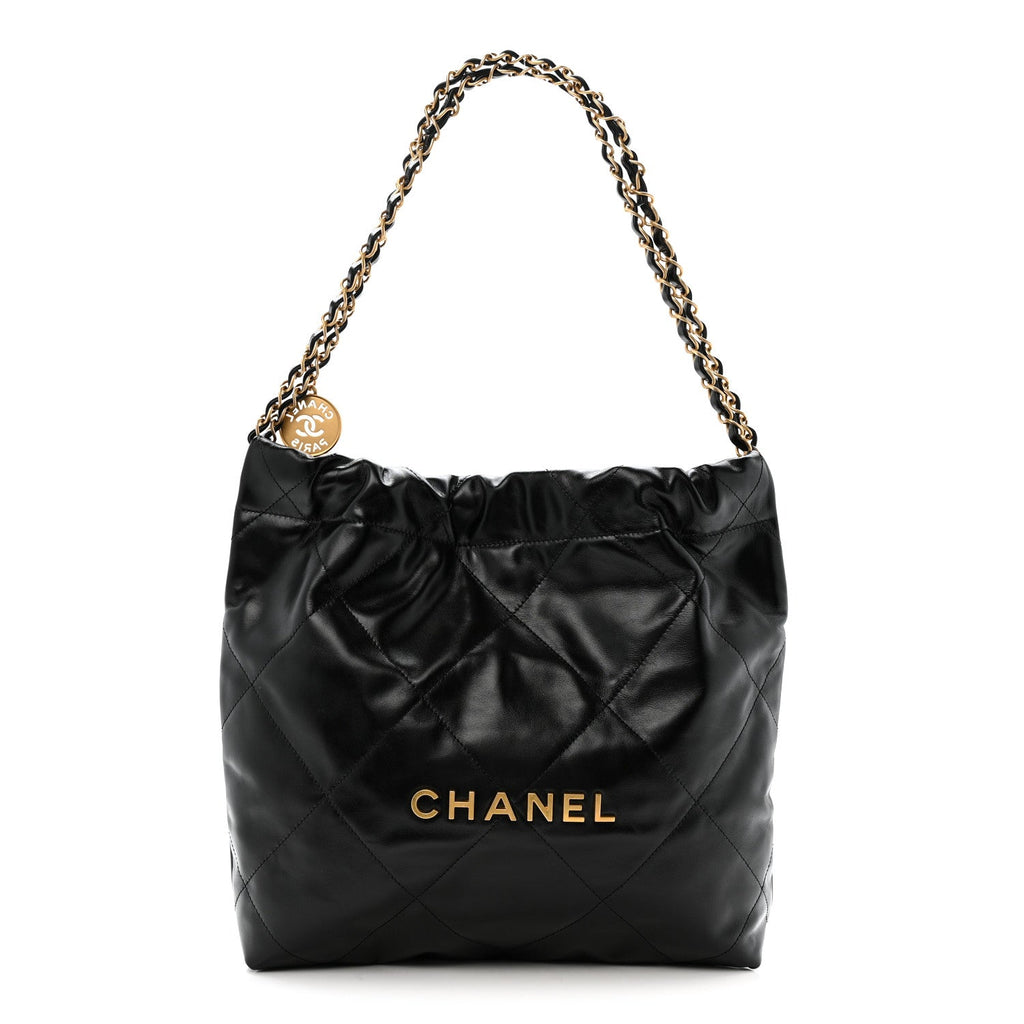 Chanel Shiny Calfskin Quilted Small Chanel 22 Black