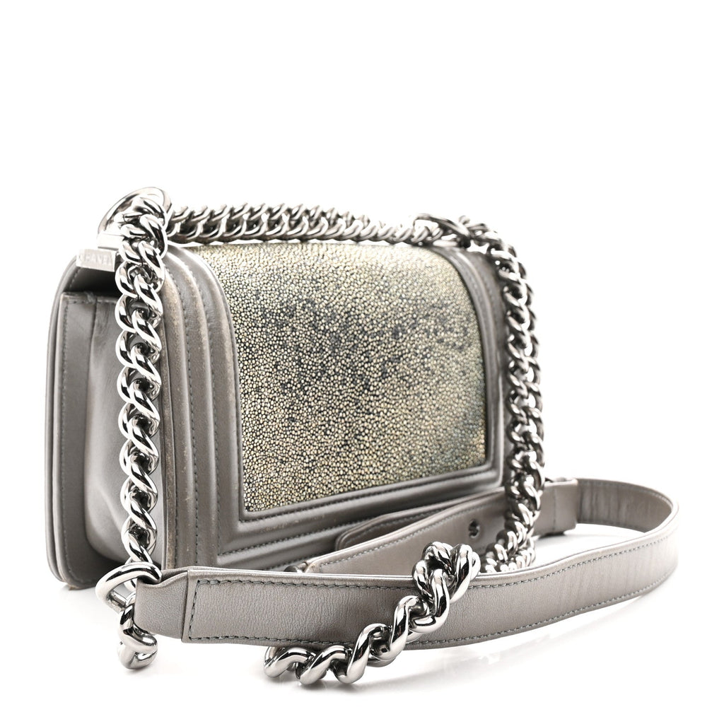 Chanel Galuchat Stingray Small Boy Flap Silver