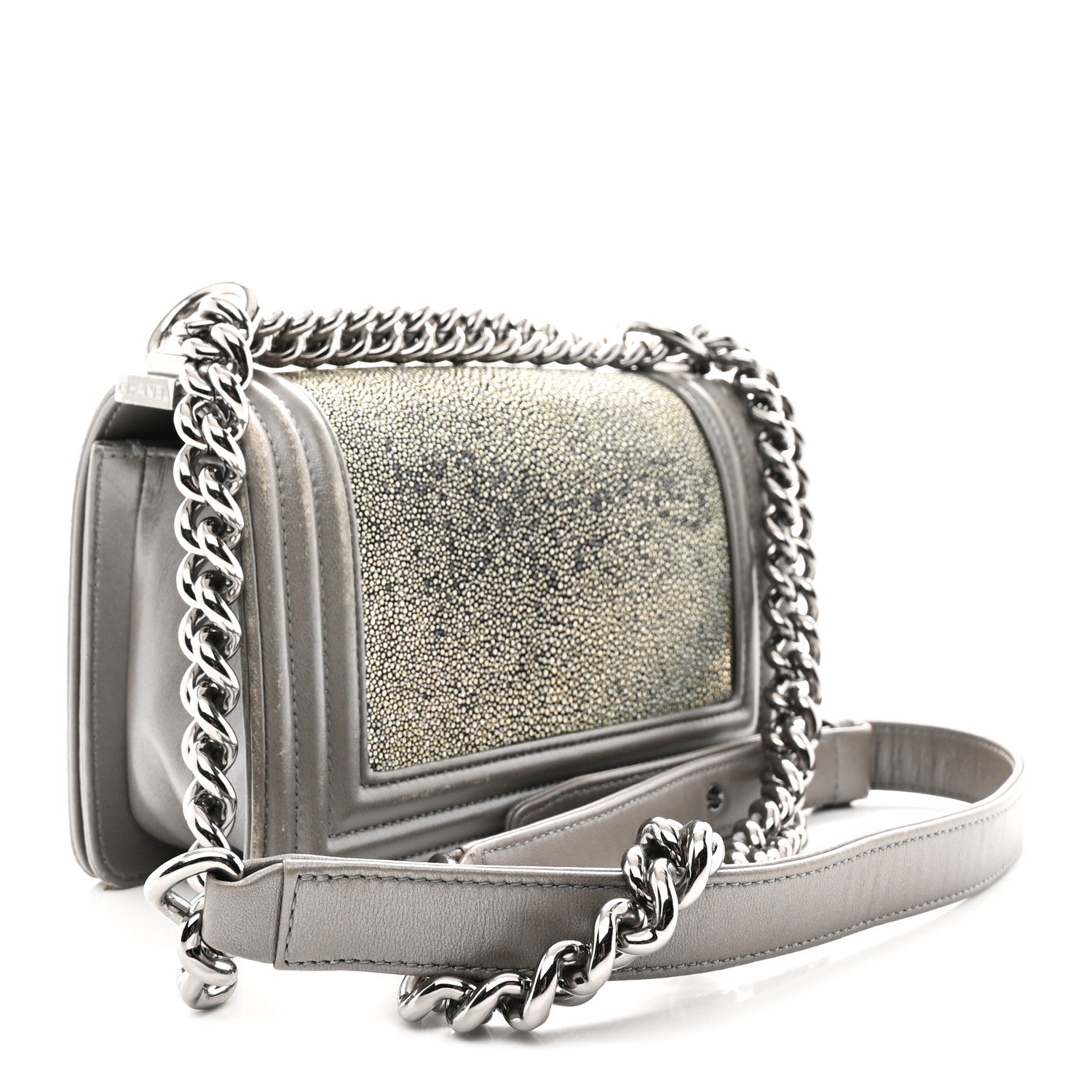 Chanel Galuchat Stingray Small Boy Flap Silver
