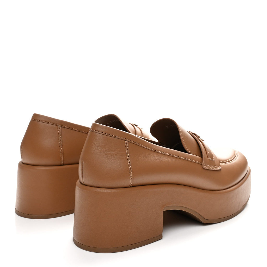 Calfskin CC Platform Loafers 41 Beige