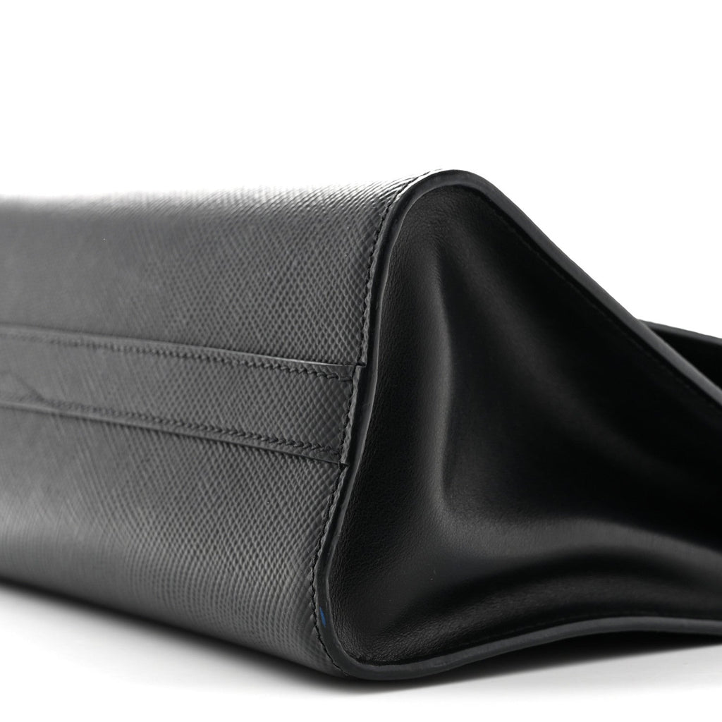 Prada Saffiano Cuir Calfskin Monochrome Envelope Flap Chain Shoulder Bag Black