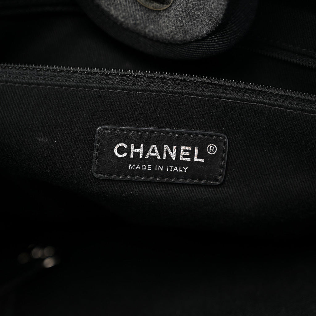 Chanel Canvas Sequin Medium Deauville Tote Charcoal