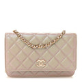 Chanel Iridescent Caviar Quilted Wallet on Chain WOC Beige
