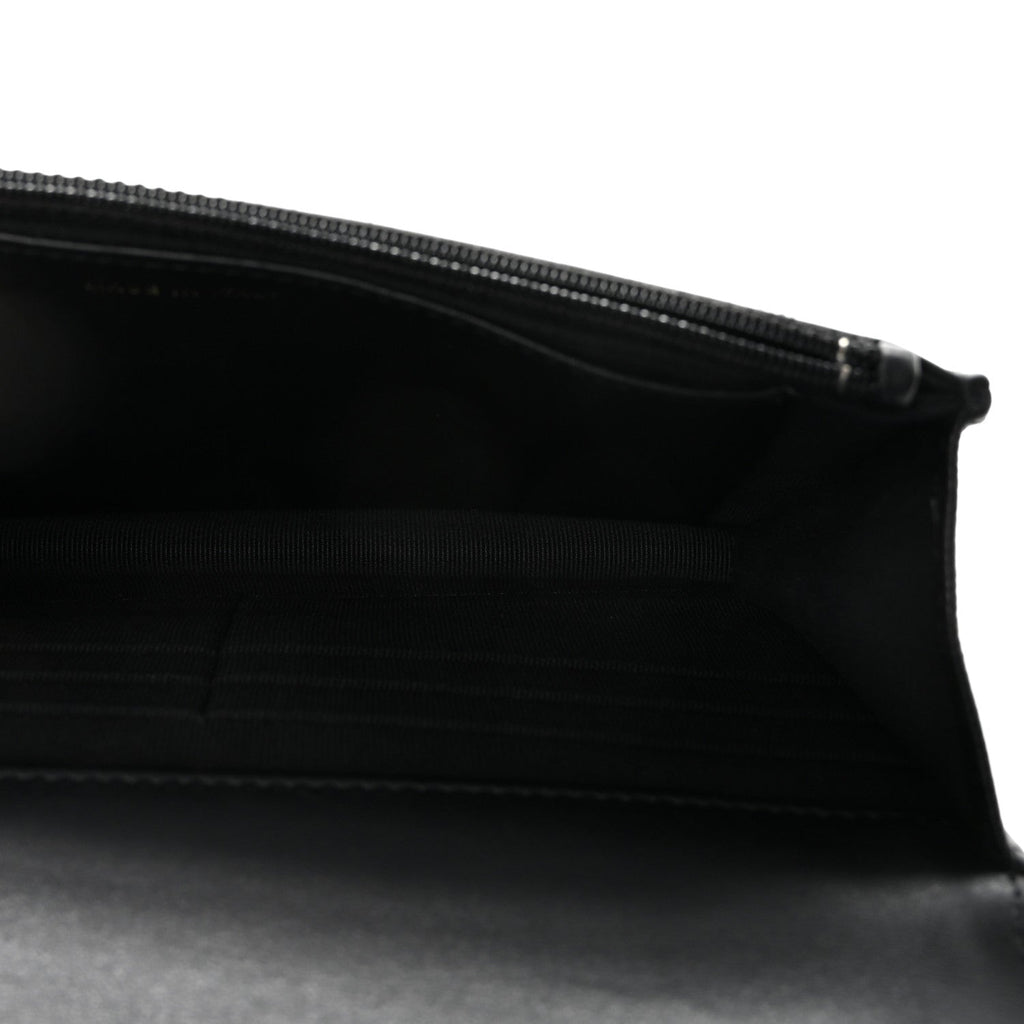 Chanel Caviar Quilted Pocket Clutch With Chain WOC Black