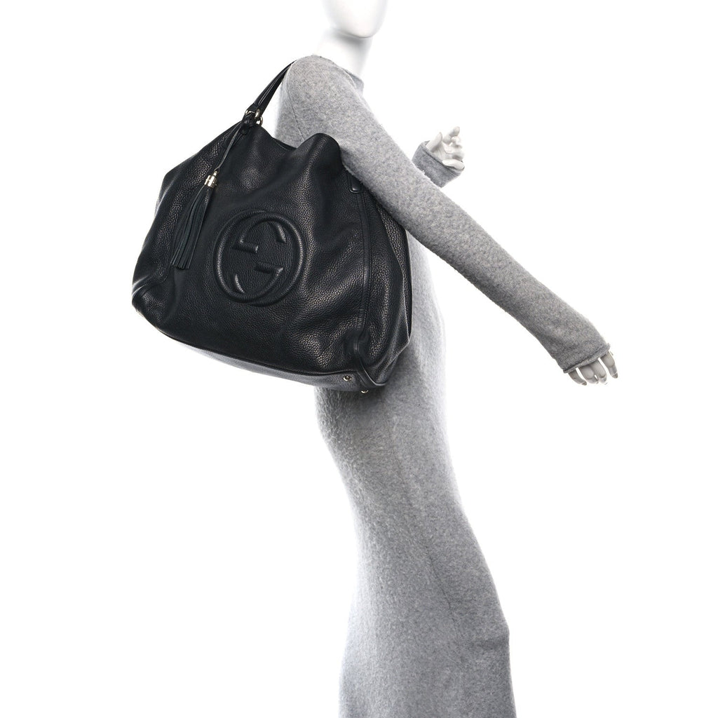 Gucci Pebbled Calfskin Large Soho Shoulder Bag Black