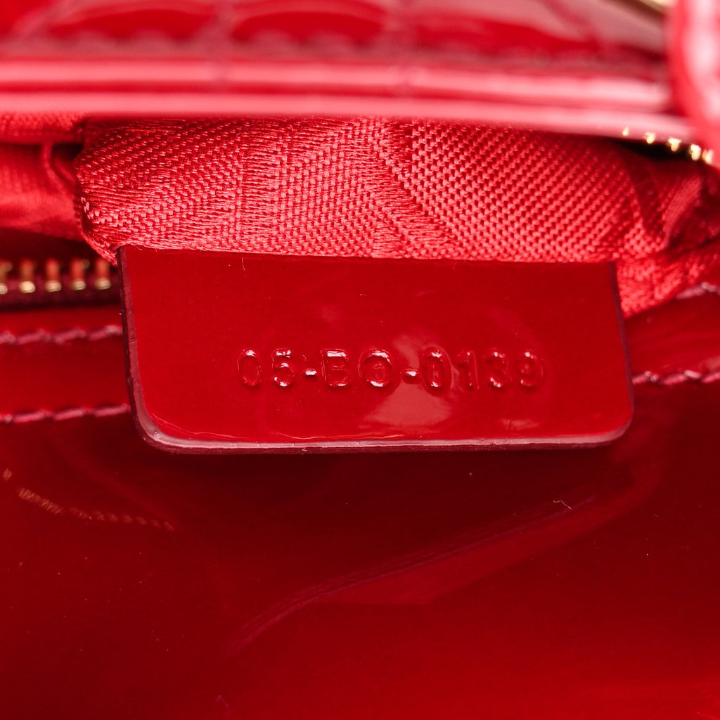 Christian Dior Patent Cannage Mini Lady Dior Red