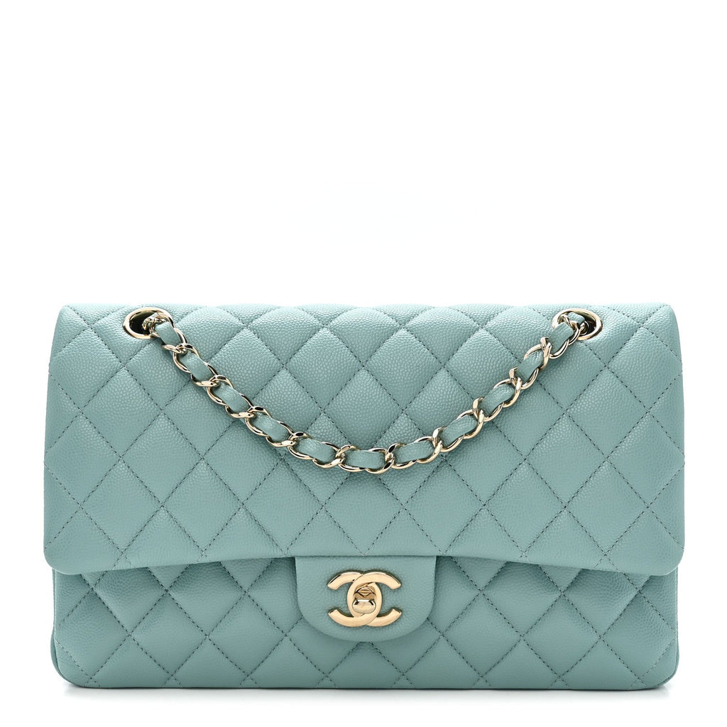 Chanel Caviar Quilted Medium Double Flap Light Blue