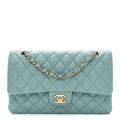 Chanel Caviar Quilted Medium Double Flap Light Blue