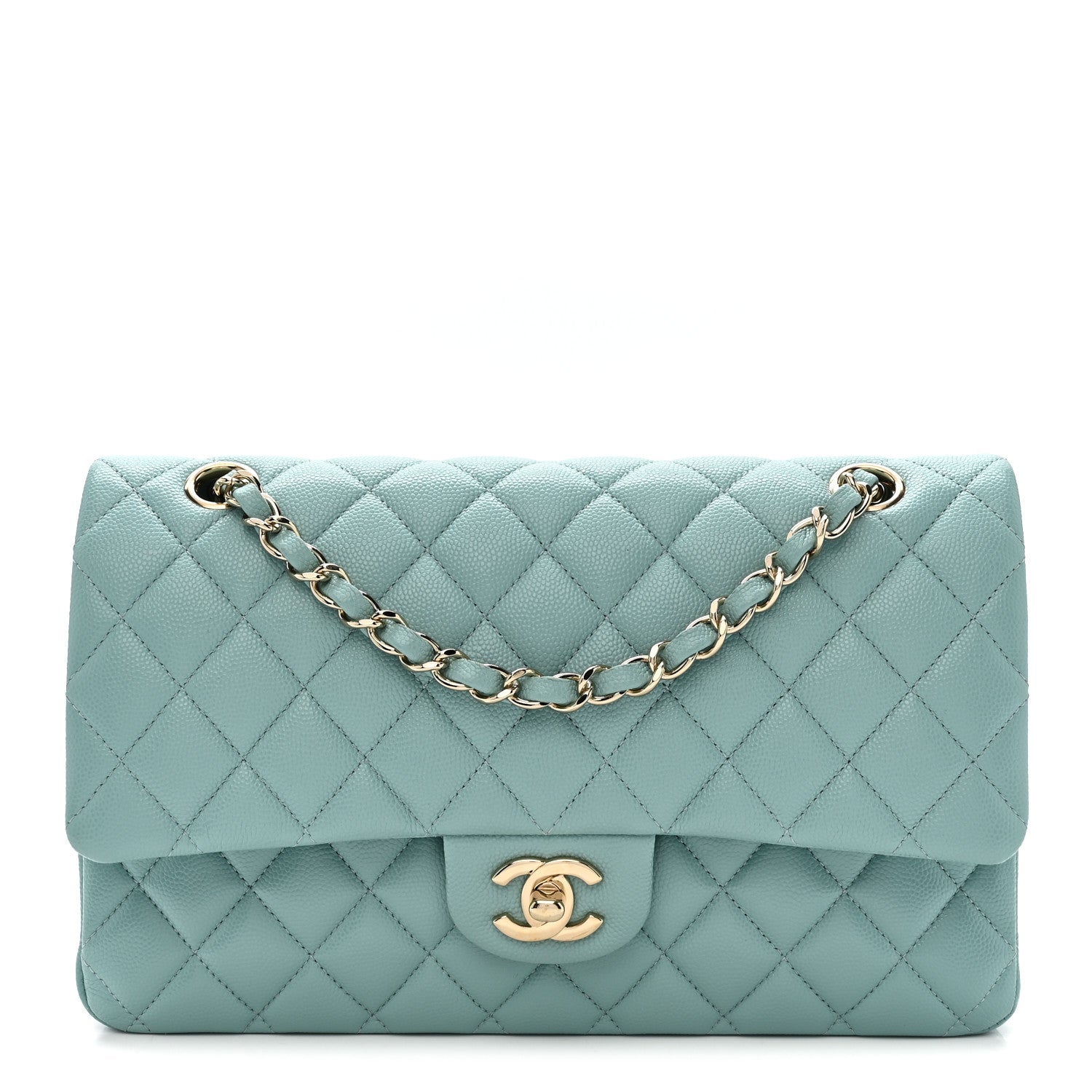 Chanel Caviar Quilted Medium Double Flap Light Blue