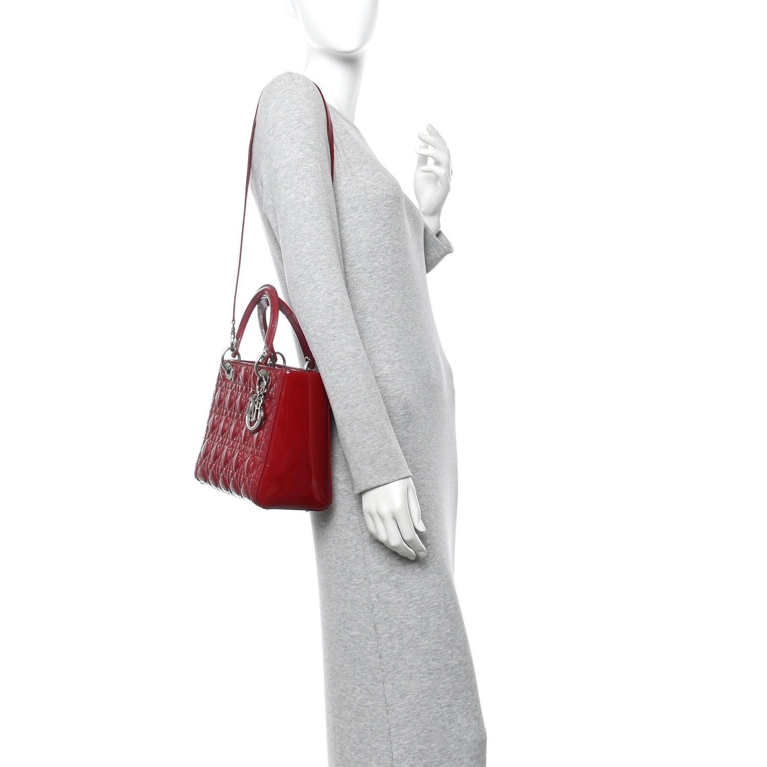 Christian Dior Patent Cannage Medium Lady Dior Red