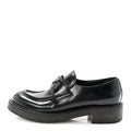Prada Spazzolato Metal Triangle Logo 50mm Loafers 40 Black