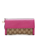 Gucci Calfskin GG Monogram Continental Wallet Beige Fuchsia