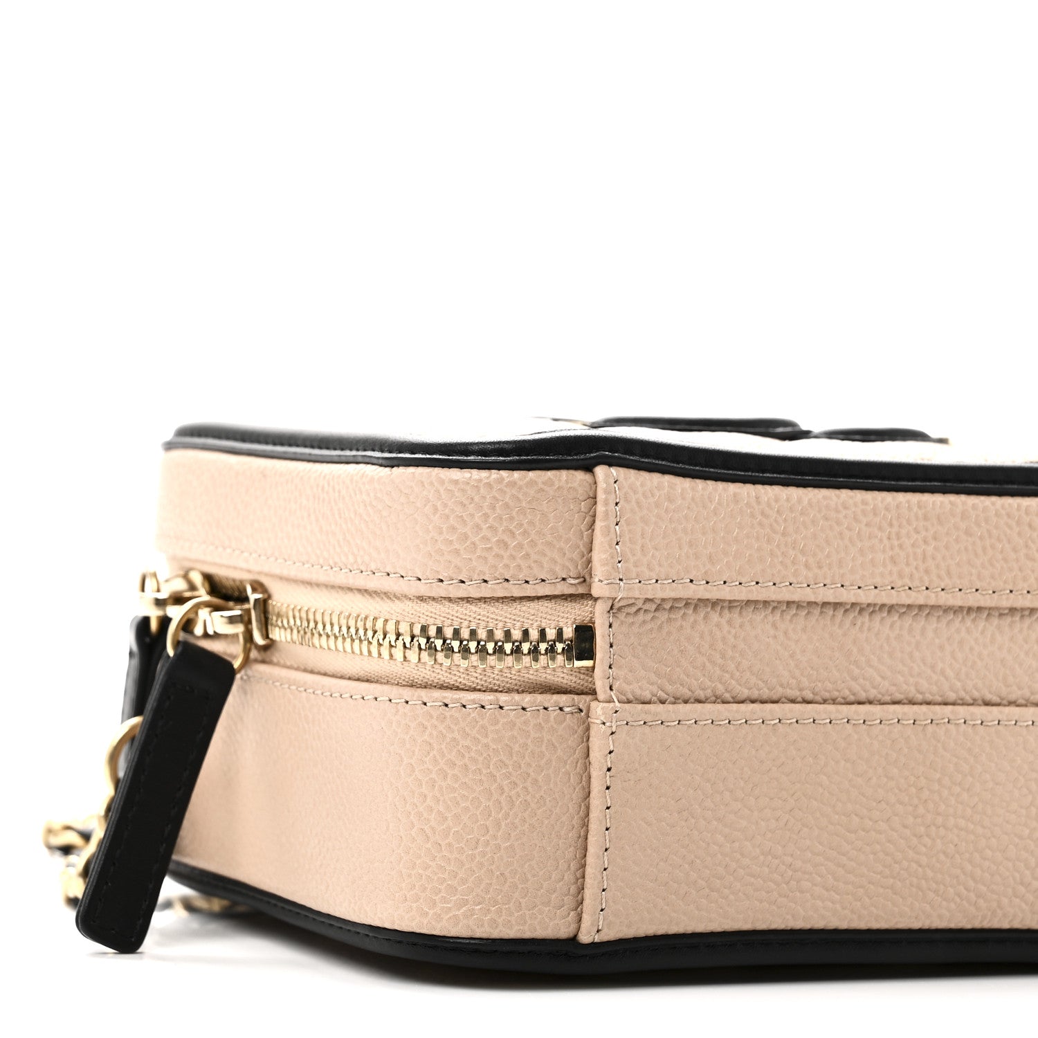 Chanel Caviar Quilted Small CC Filigree Vanity Case Beige Black