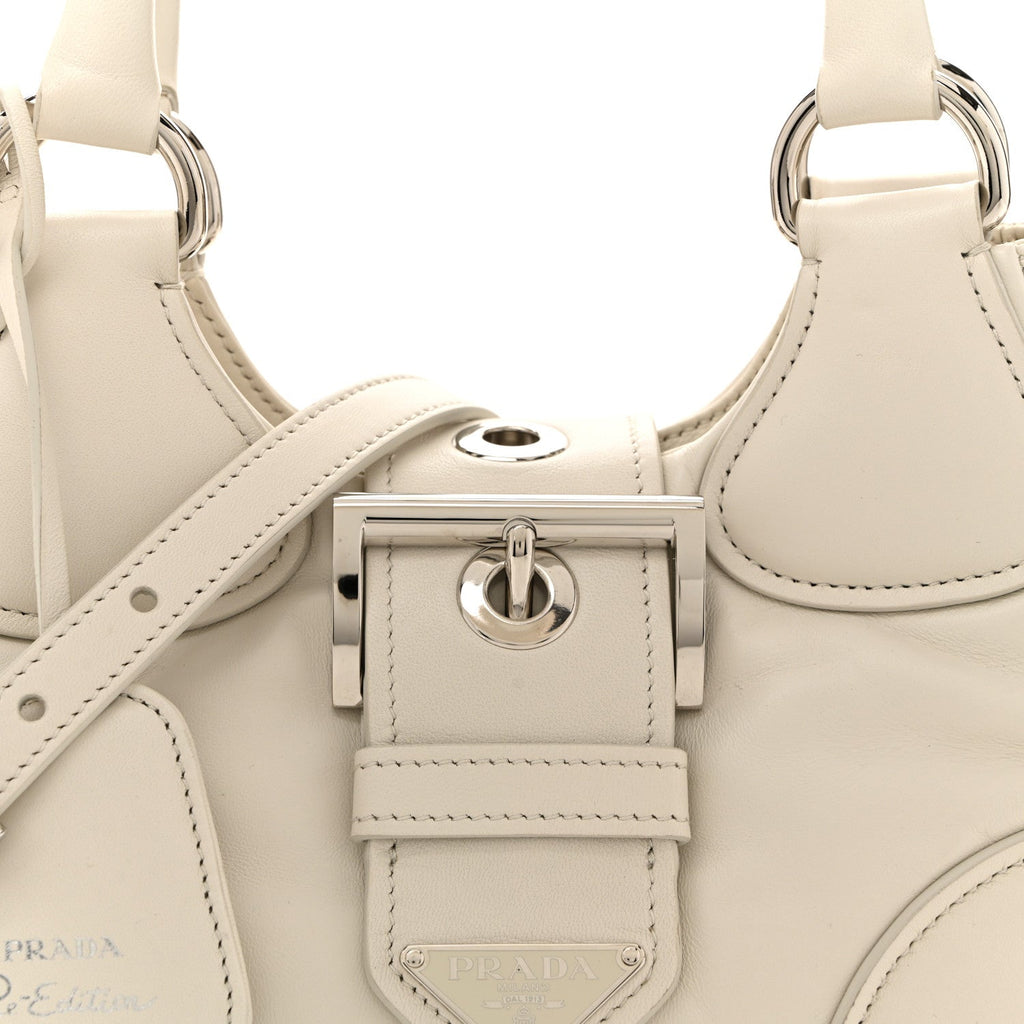 Prada Nappa Soft Padded Re-Edition 2002 Moon Bag White
