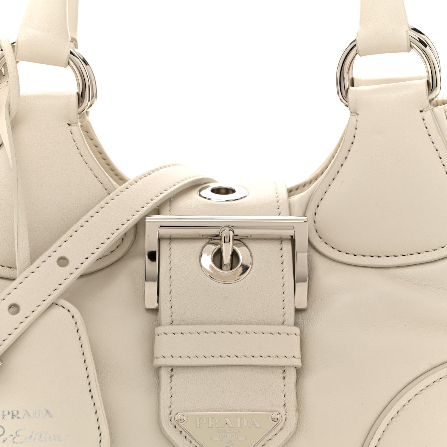 Prada Nappa Soft Padded Re-Edition 2002 Moon Bag White