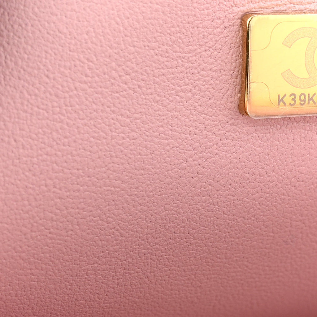 Chanel Lambskin Quilted Chain Frame Clutch Pink