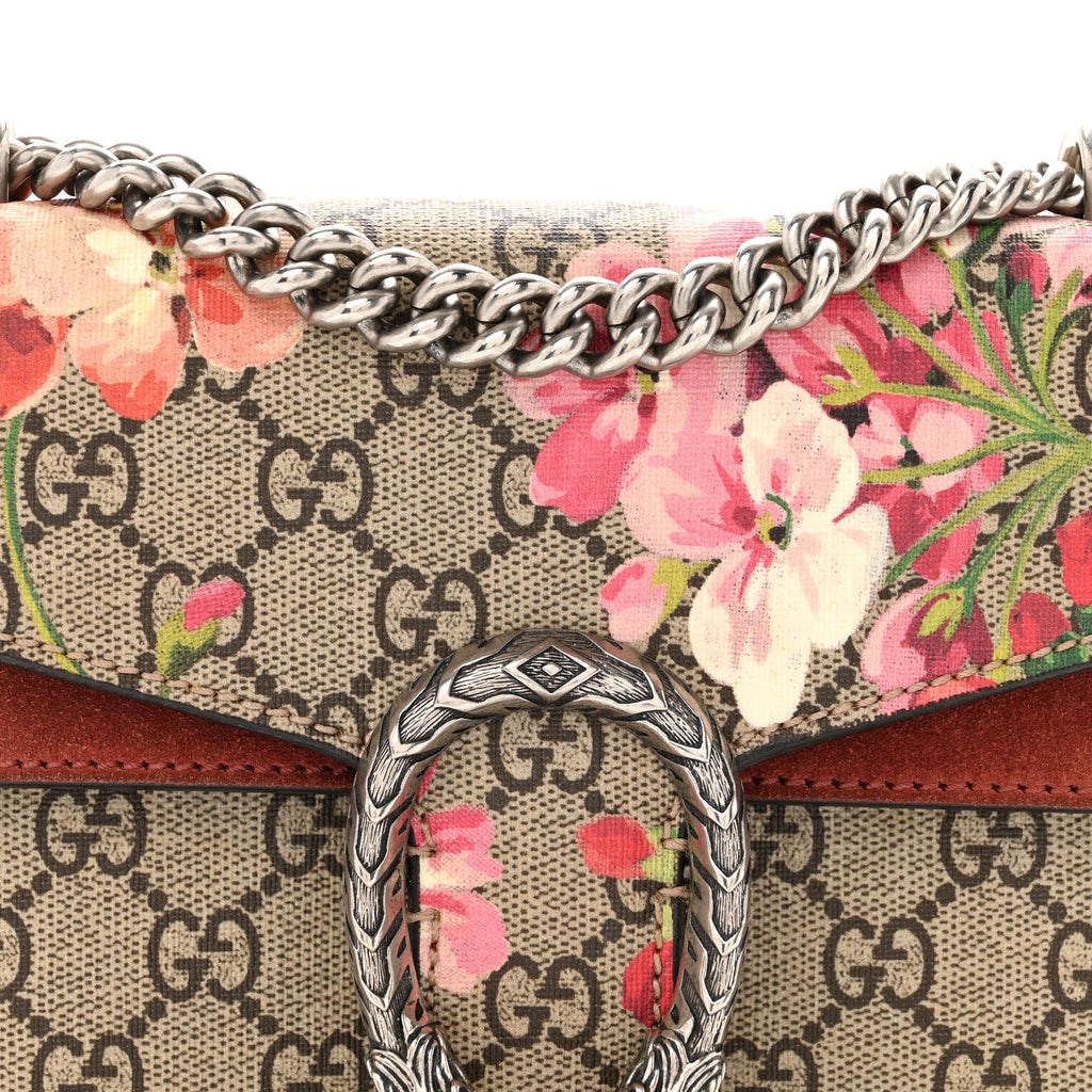 Gucci GG Supreme Monogram Blooms Mini Dionysus Shoulder Bag Beige Multicolor Dry Rose