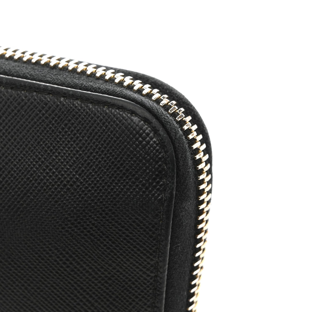 Prada Saffiano Metal Zip Around Wallet Black