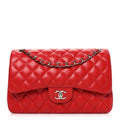 Chanel Lambskin Quilted Jumbo Double Flap Red