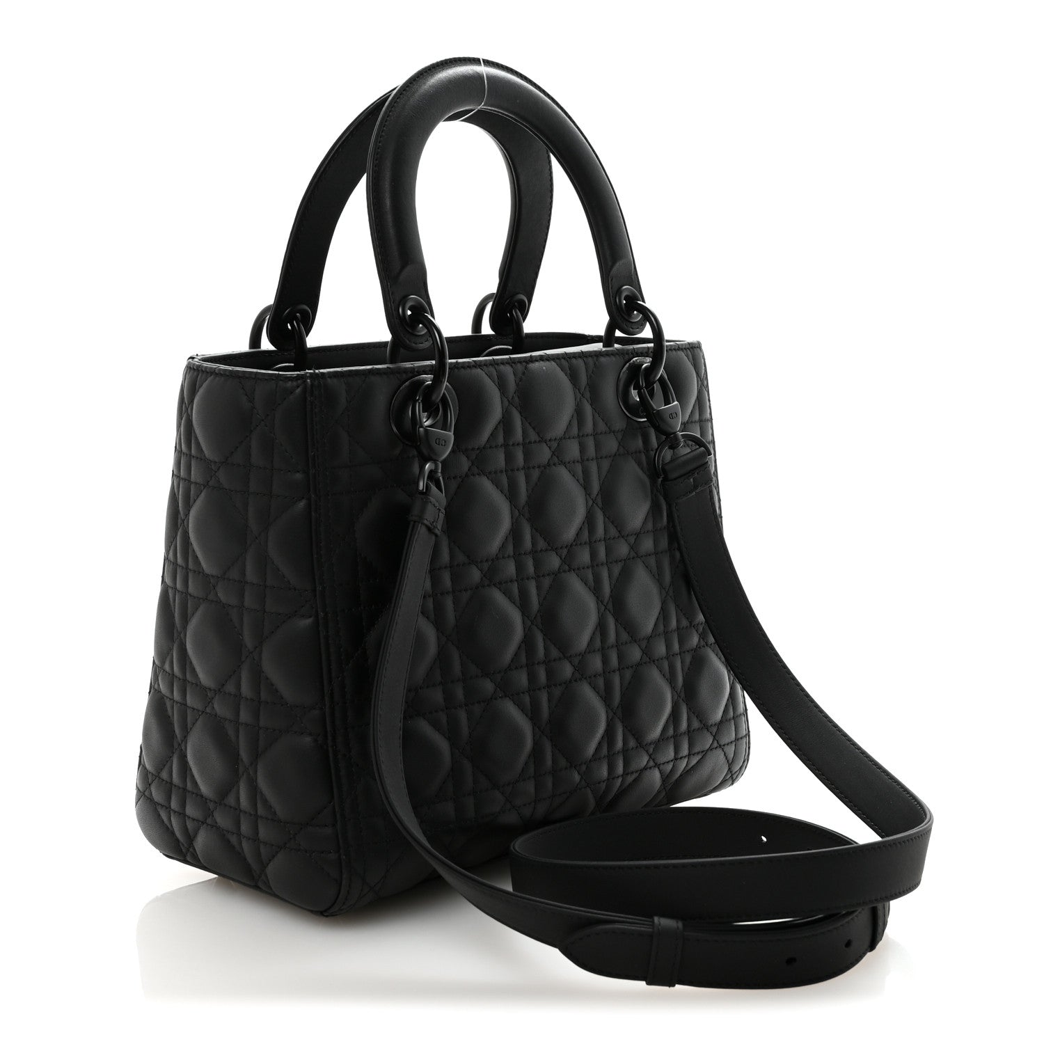 Christian Dior Ultra Matte Calfskin Cannage Medium Lady Dior Black