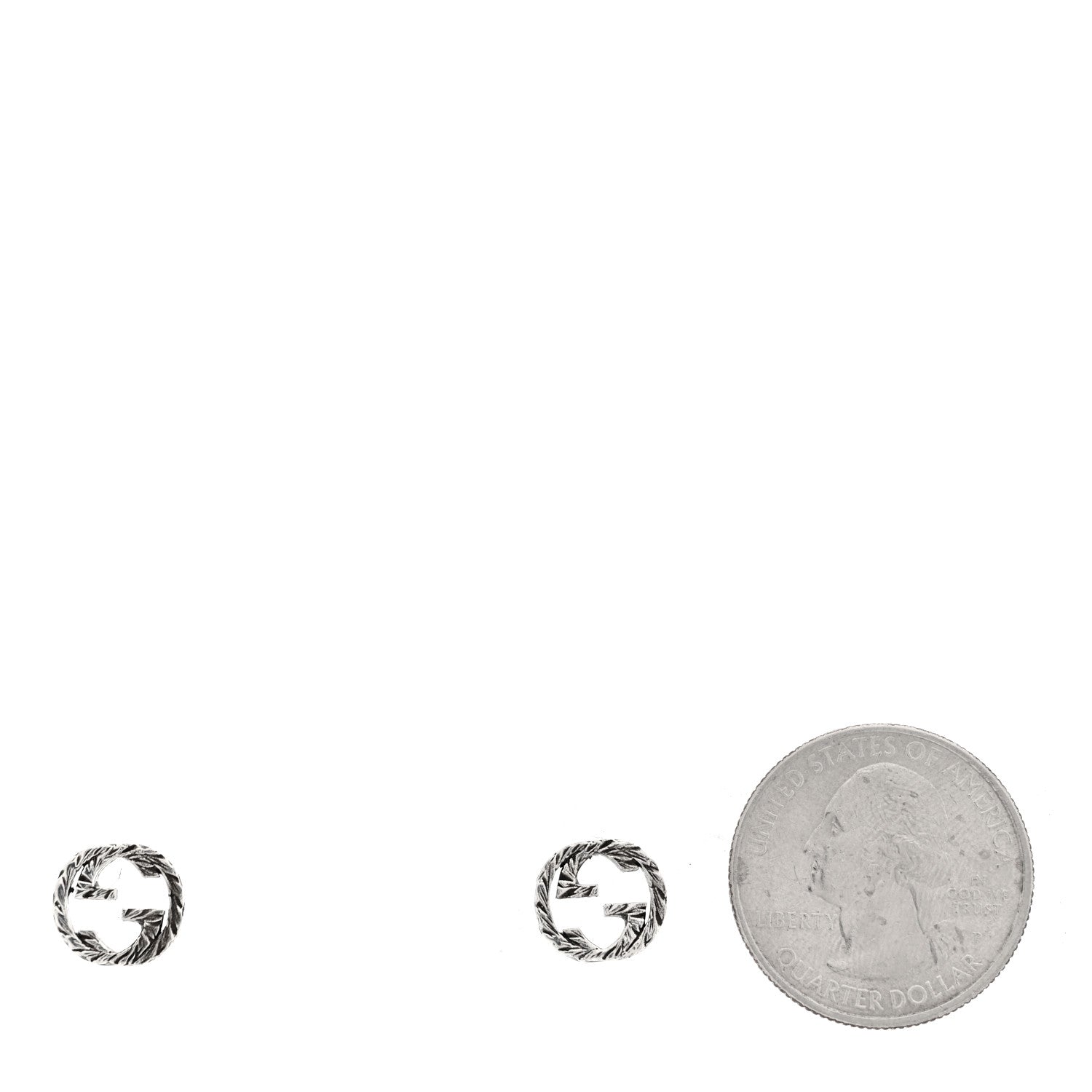 Gucci Sterling Silver Textured Interlocking G Stud Earrings