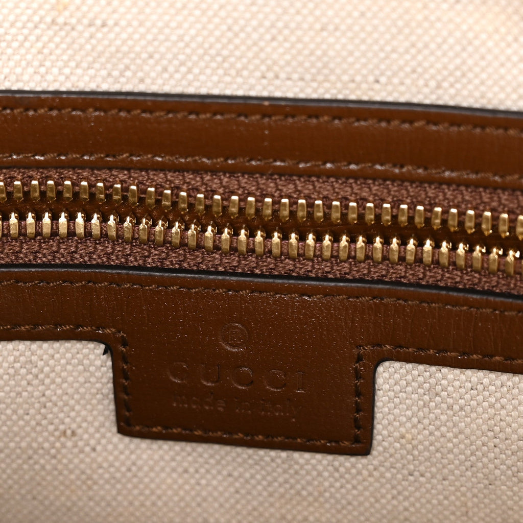 Gucci GG Supreme Monogram Azalea Calfskin Medium Retro Interlocking G Buckle Backpack Beige Ebony Brown Sugar