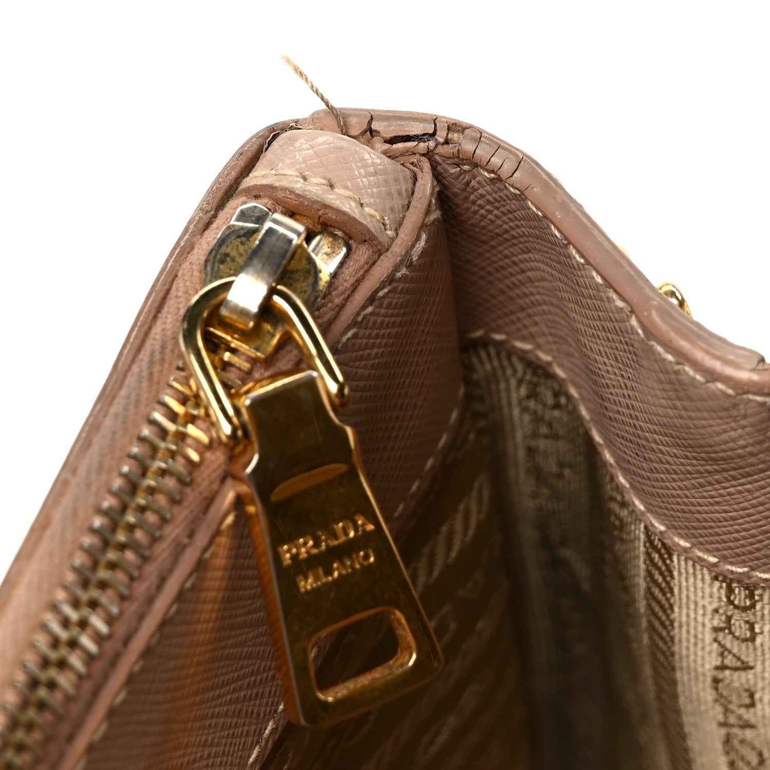 Prada Saffiano Small Galleria Double Zip Tote Cammeo