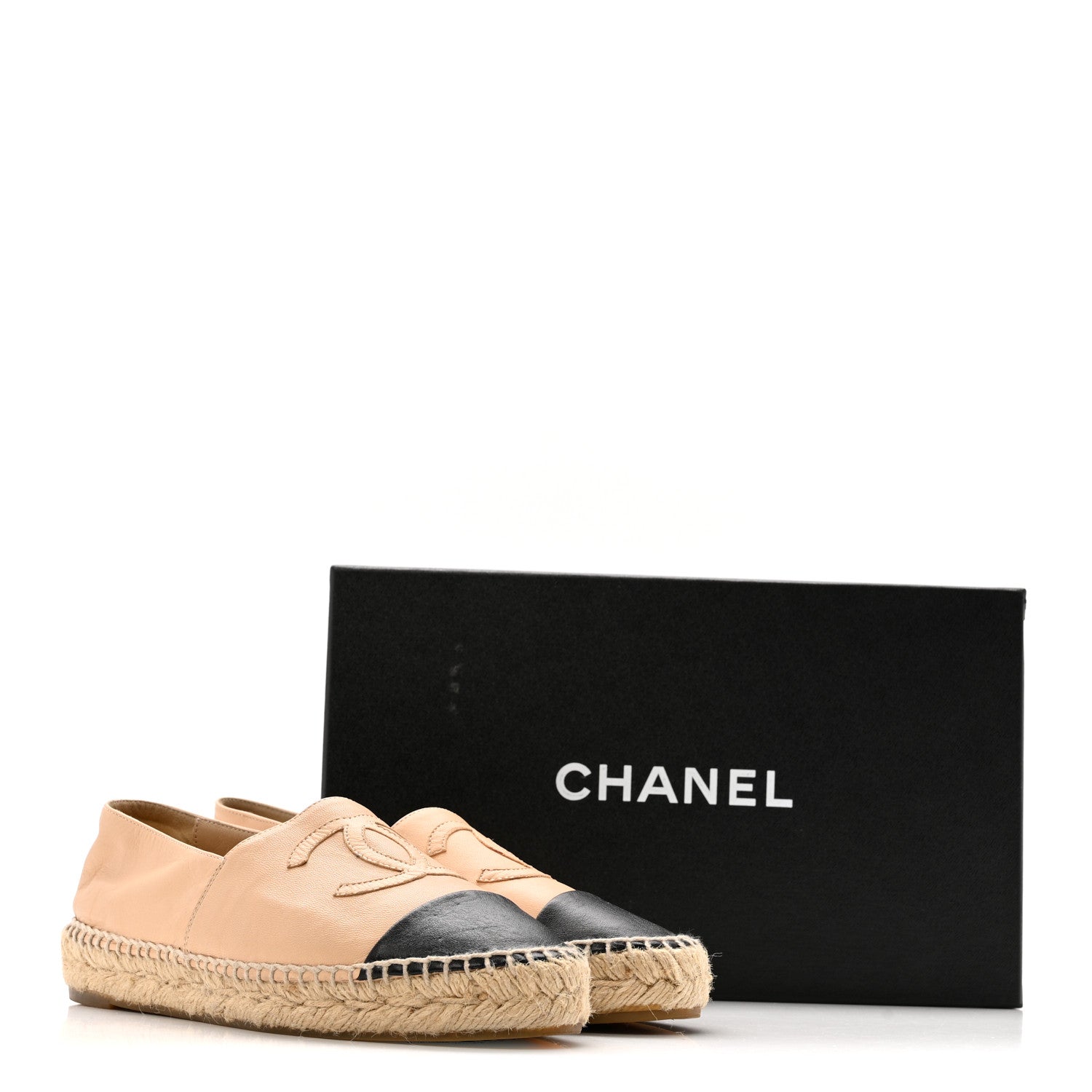 Lambskin CC Espadrilles 36 Beige Black