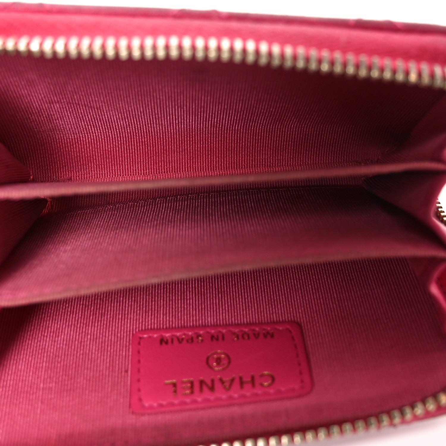 Lambskin Quilted Zip Coin Purse Fuchsia