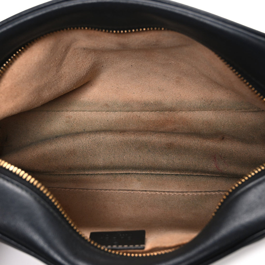 Gucci Calfskin Matelasse Small GG Marmont Chain Shoulder Bag Black