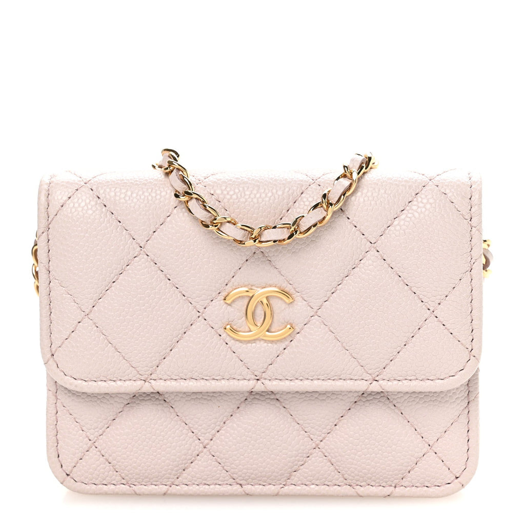 Chanel Caviar Quilted Miss Coco Clutch With Chain Light Purple