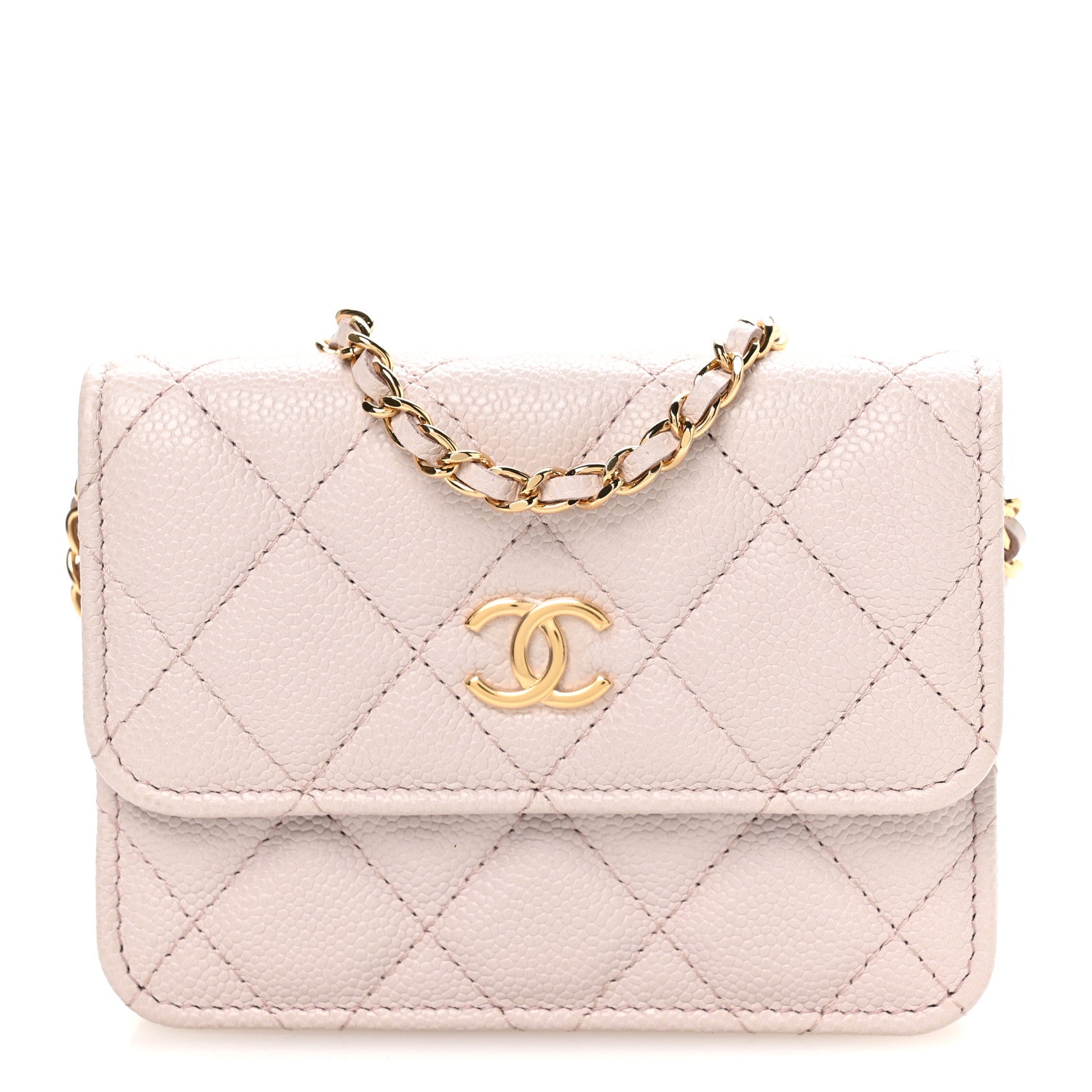 Chanel Caviar Quilted Miss Coco Clutch With Chain Light Purple