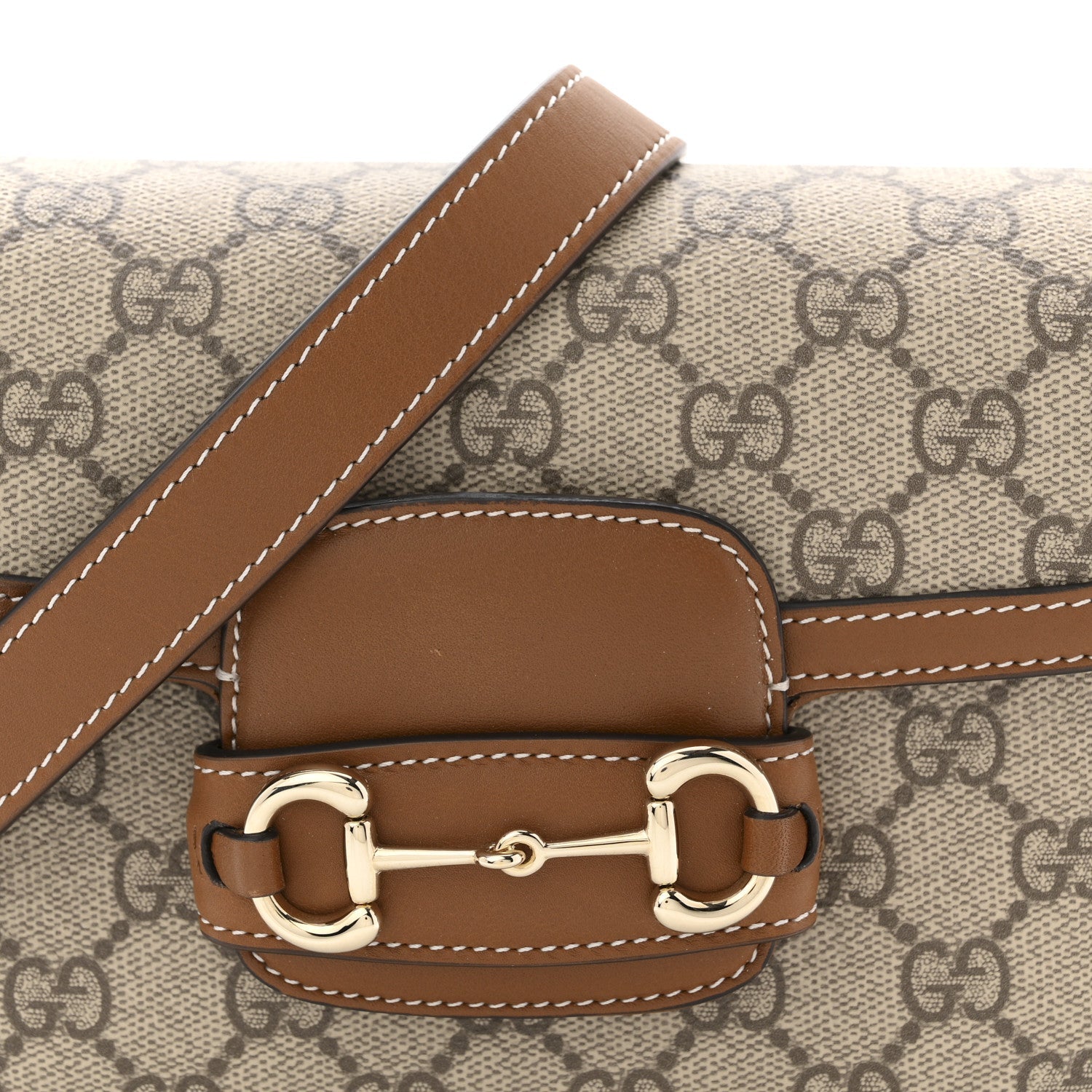 Gucci GG Supreme Monogram Duomo Lux Horsebit 1955 Soft Small Shoulder Bag Beige Ebony Sundial