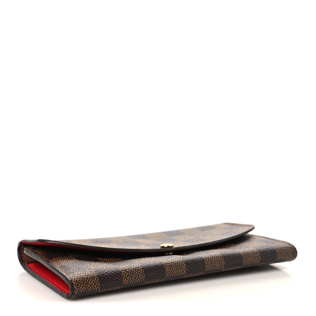 Louis Vuitton Damier Ebene Emilie Wallet Red