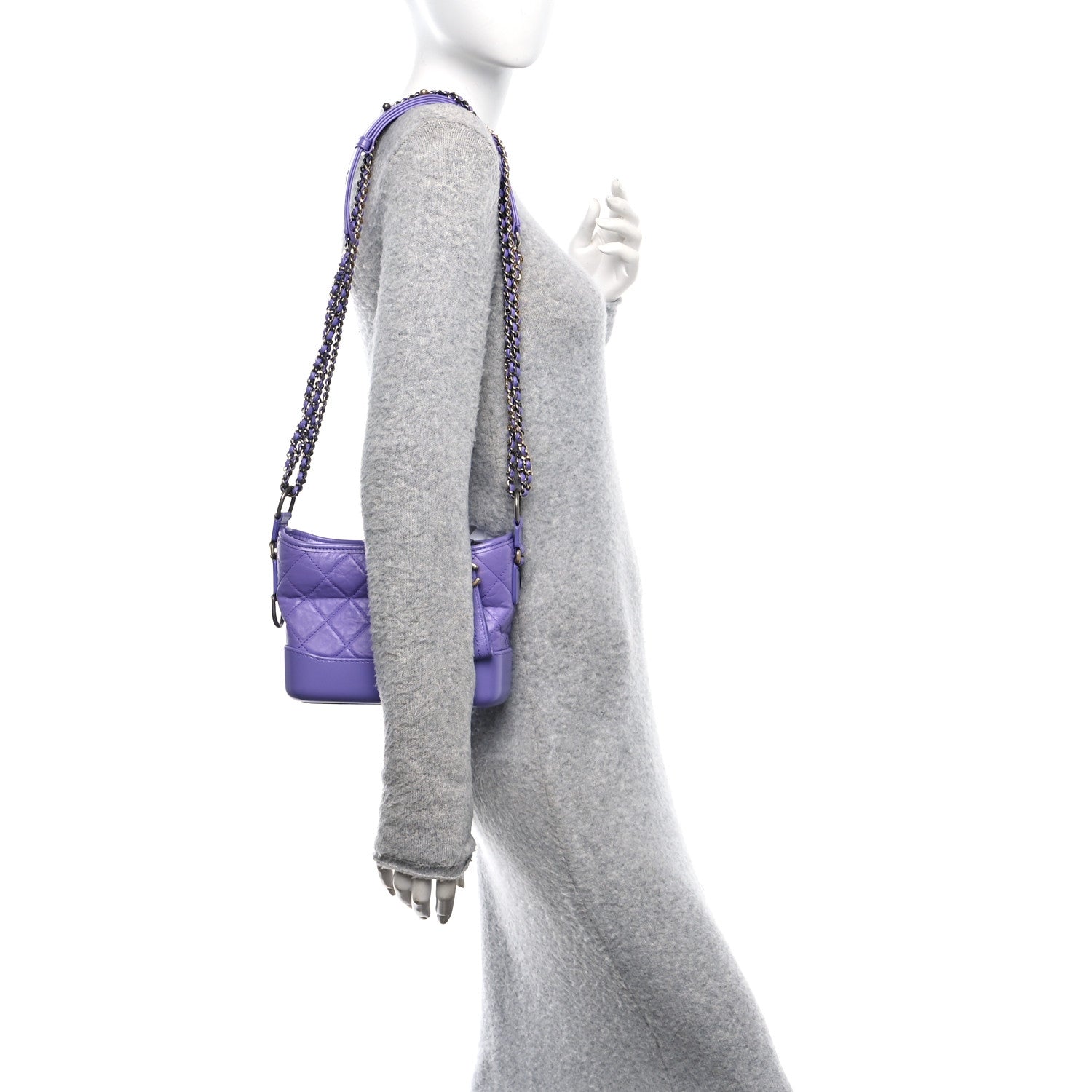 Chanel Aged Calfskin Quilted Small Gabrielle Hobo Purple