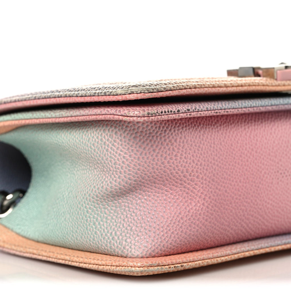 Chanel Caviar Quilted Medium Cuba Rainbow Boy Flap Pink Multicolor