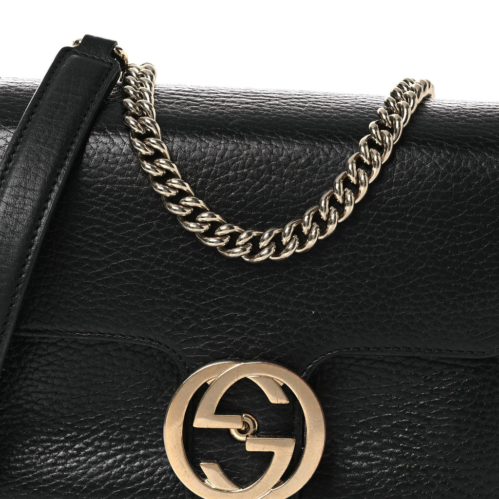 Gucci Dollar Calfskin Interlocking G Crossbody Bag Black