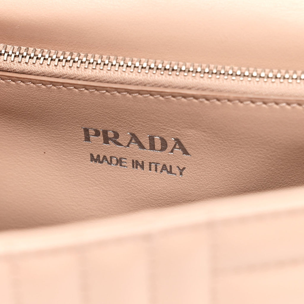 Prada Soft Calfskin Impunture Diagramme Medium Chain Flap Shoulder Bag Cipria