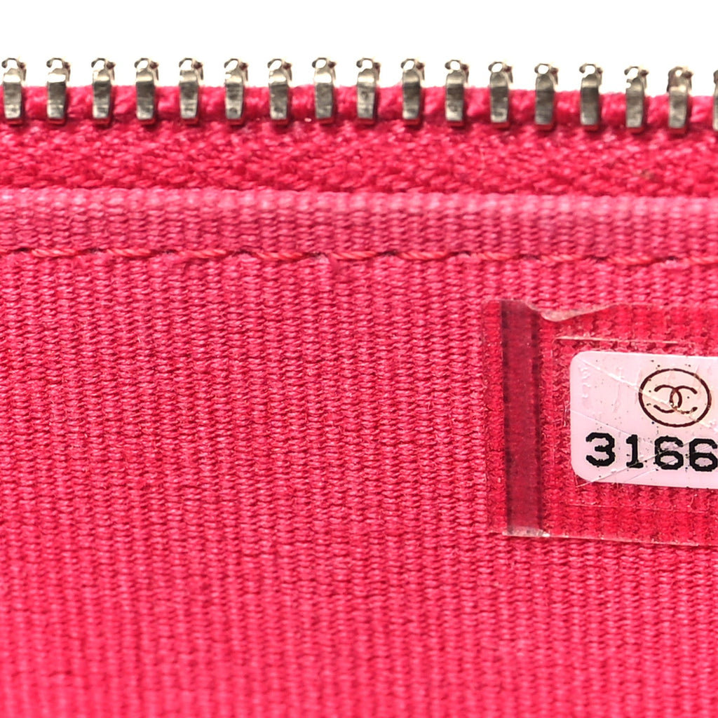 Chanel Lambskin Quilted Mini Top Handle Vanity Case With Chain Dark Pink
