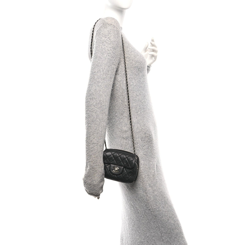 Chanel Lambskin Stitched New Mini Flap Black