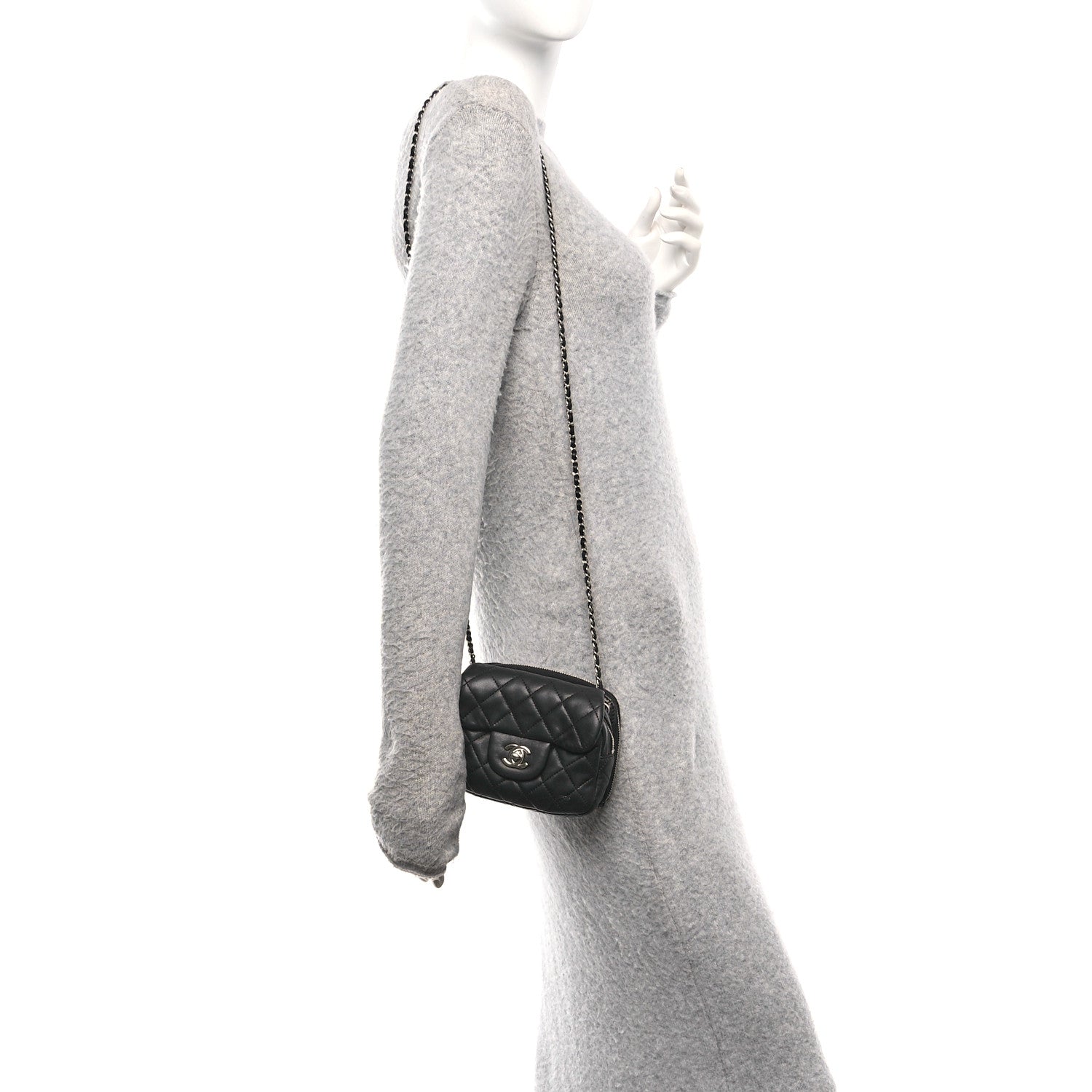 Chanel Lambskin Stitched New Mini Flap Black